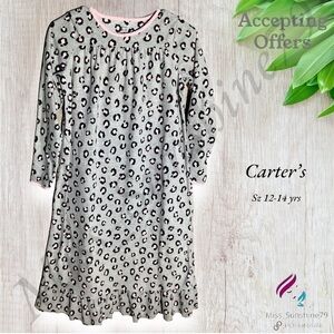 Carter’s - Sz 12-14 years - light fleece animal print sleep dress lounge chill